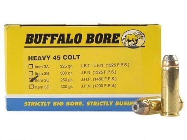 Buffalo Bore Ammunition 45 Colt (Long Colt) +P 260 Grain Jacketed Hollow Point 500 rounds