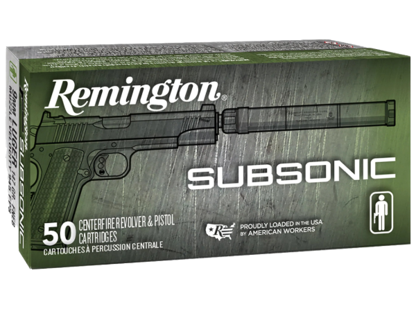 Remington Subsonic Ammunition 9mm Luger 147 Grain Flat Nose Enclosed Base