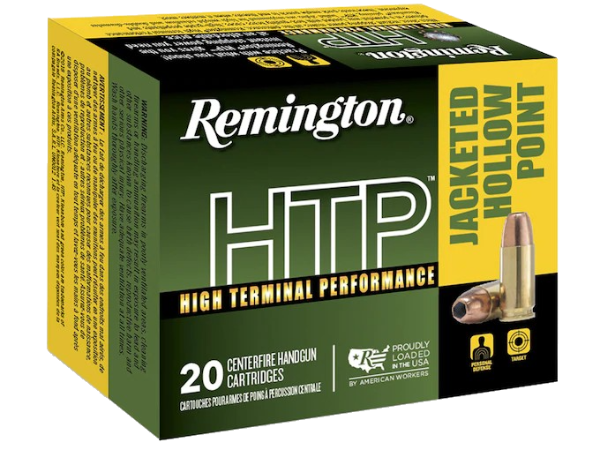 Remington High Terminal Performance (HTP) Ammunition 45 ACP 185 Grain Jacketed Hollow Point