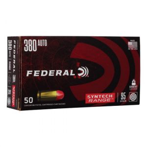 Federal Premium American Eagle Syntech .380 ACP 95 Grain Syntech Jacket Flat Nose Brass Cased 500 rounds