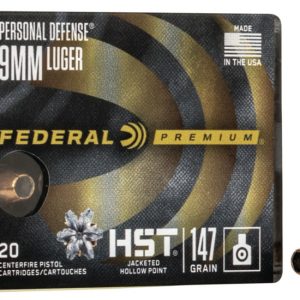 Federal Premium Centerfire Handgun Ammunition 9mm Luger 147 grain HST Jacketed Hollow Point 500 rounds