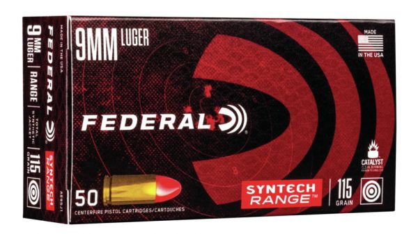 Federal Premium Centerfire Handgun Ammunition 9mm Luger 115 grain Syntech Total Synthetic Jacket 500 rounds