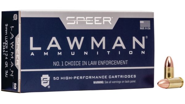 Speer Lawman Handgun Training 9mm Luger 124 grain Total Metal Jacket Centerfire Pistol Ammunition 500 rounds