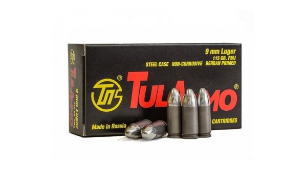 TulAmmo 9mm Luger 115 Grain FMJ Steel Ammunition 1000 rounds
