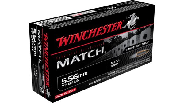 Winchester MATCH 5.56x45mm NATO 77 grain Boat Tail Hollow Point 500 rounds
